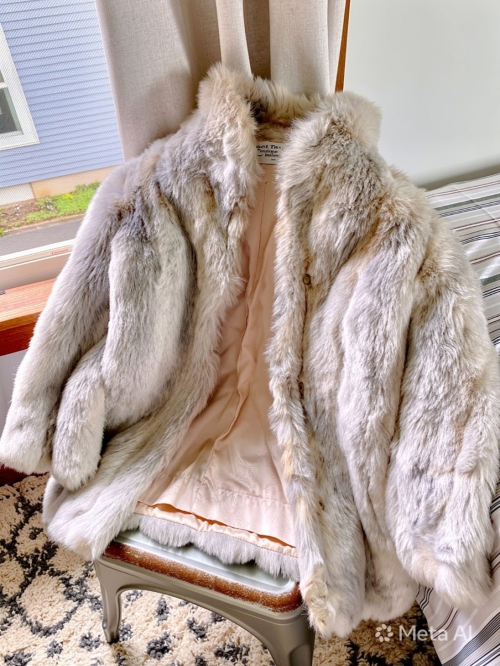 Vintage ~ 70s Russel Taylor Couture Del Pomo Faux Fur Coat ~Signature Collection